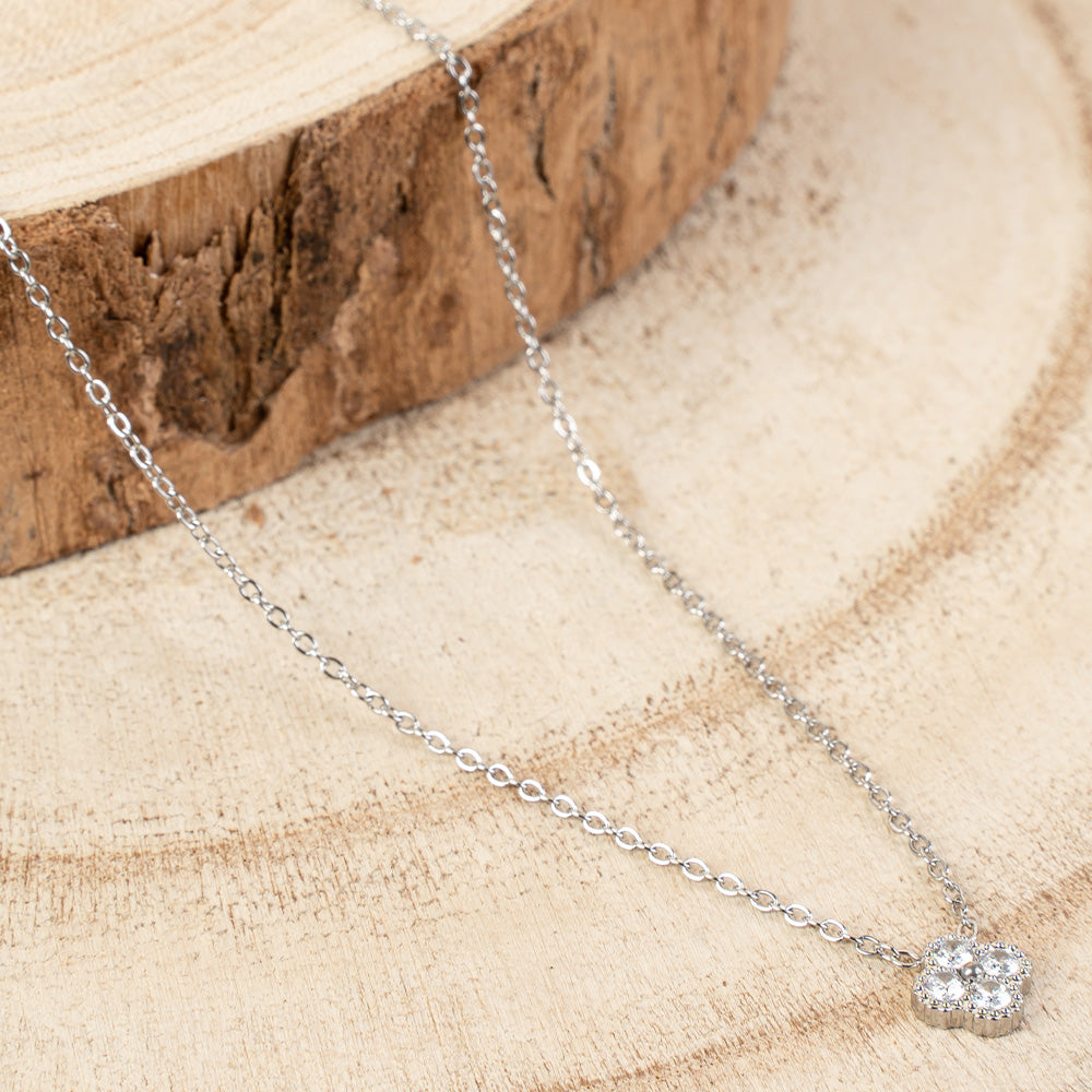 COLLANA GIROCOLLO CON FIORE CON STRASS