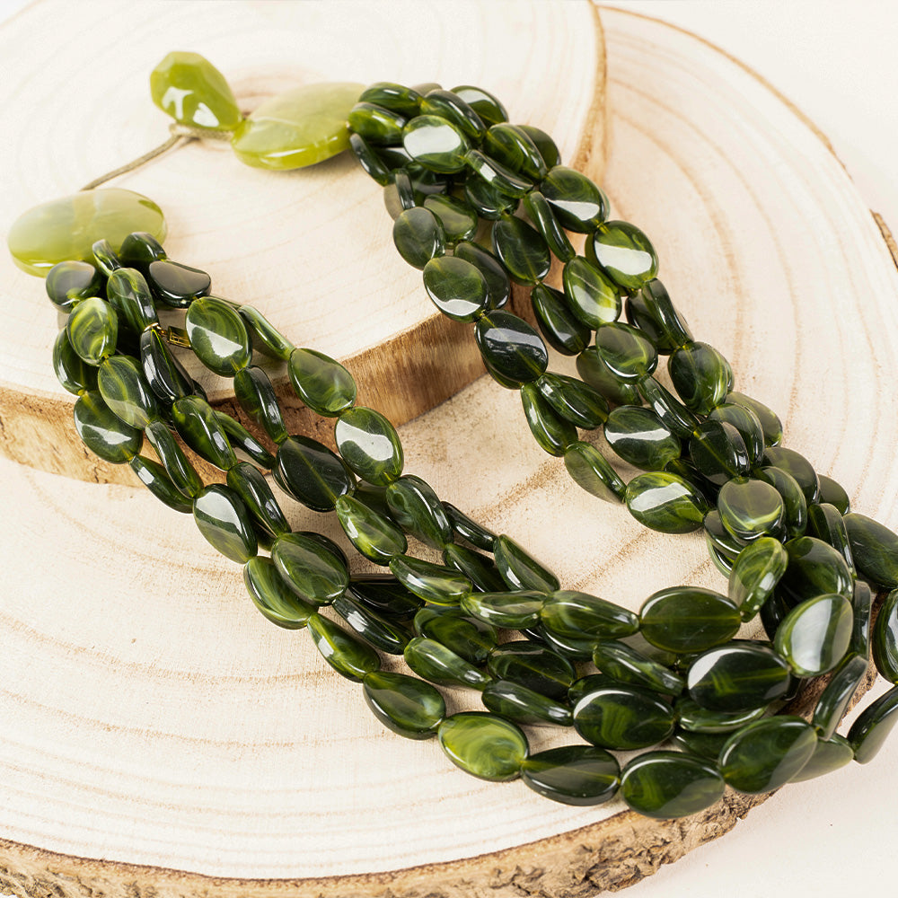 COLLANA MULTIFILO A VIROCOLLO CON UNITA' IN RESINA MARMORIZZATA