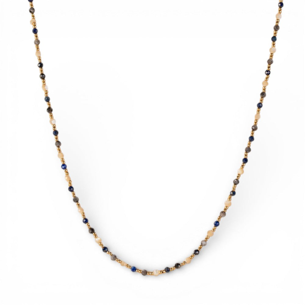 COLLANA GIROCOLLO CON PIETRE ROTONDE COLORATE ALTERNATE