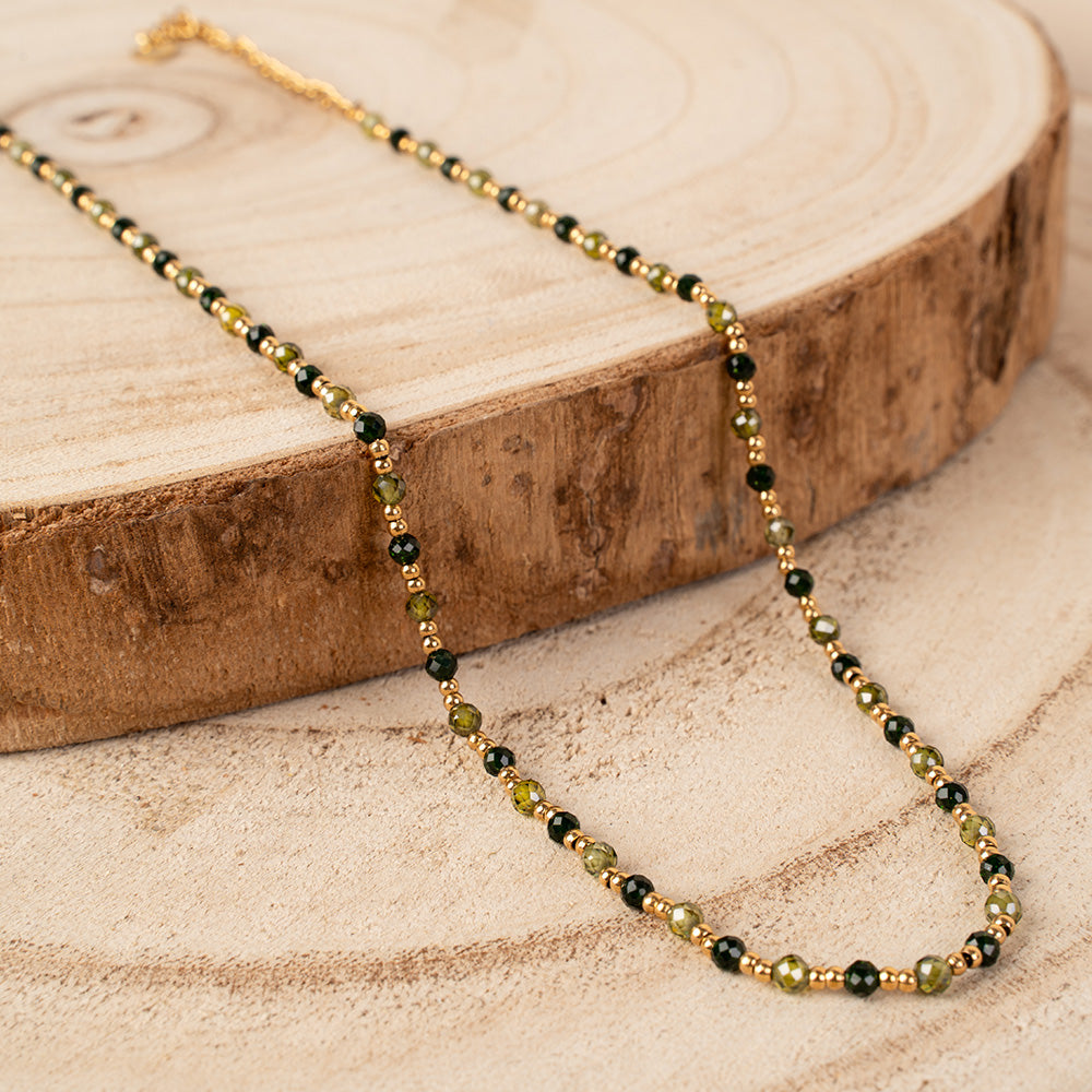 COLLANA GIROCOLLO CON PIETRE ROTONDE COLORATE ALTERNATE