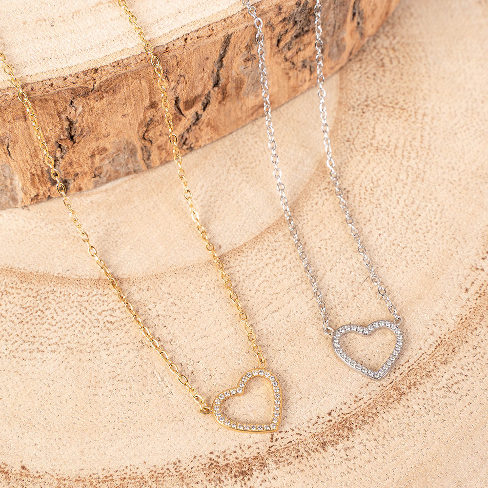 COLLANA A GIROCOLLO CON CUORE RICOPERTO DI STRASS