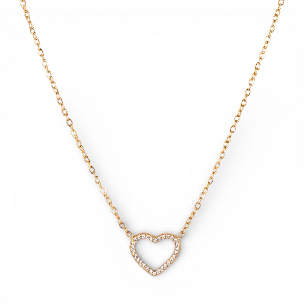 COLLANA A GIROCOLLO CON CUORE RICOPERTO DI STRASS