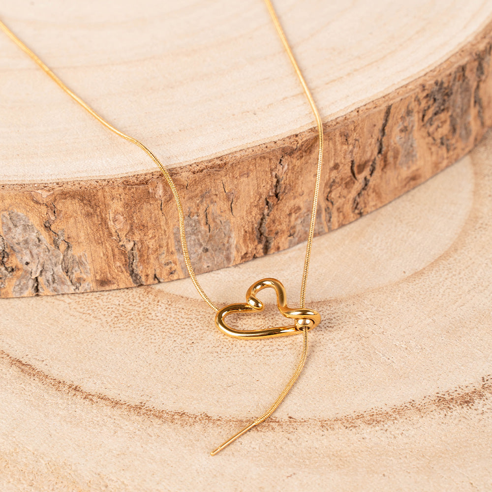 COLLANA SCORREVOLE CON CUORE ONDULATO