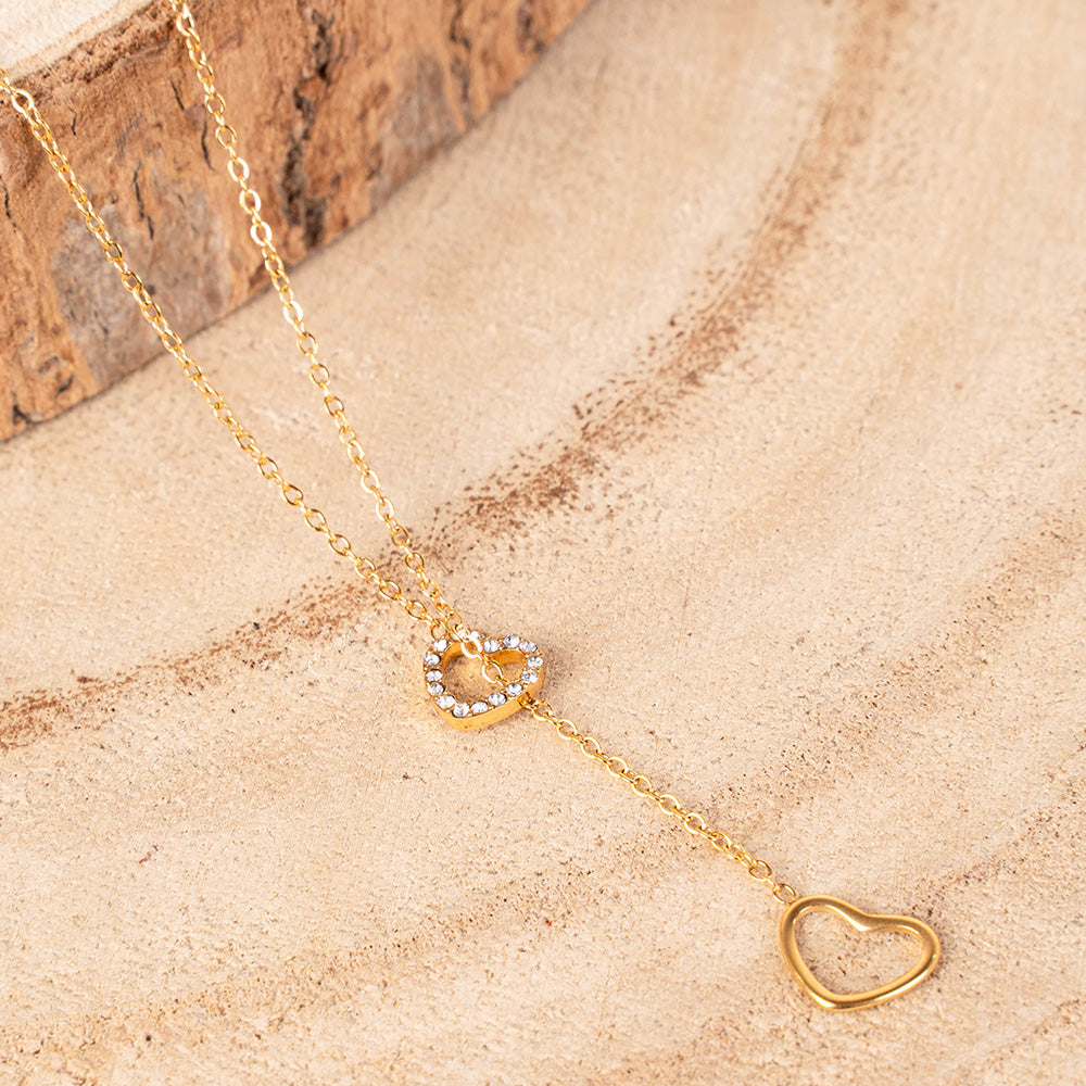 COLLANA A GIROCOLLO CON DUE CUORI INTRECCIATI