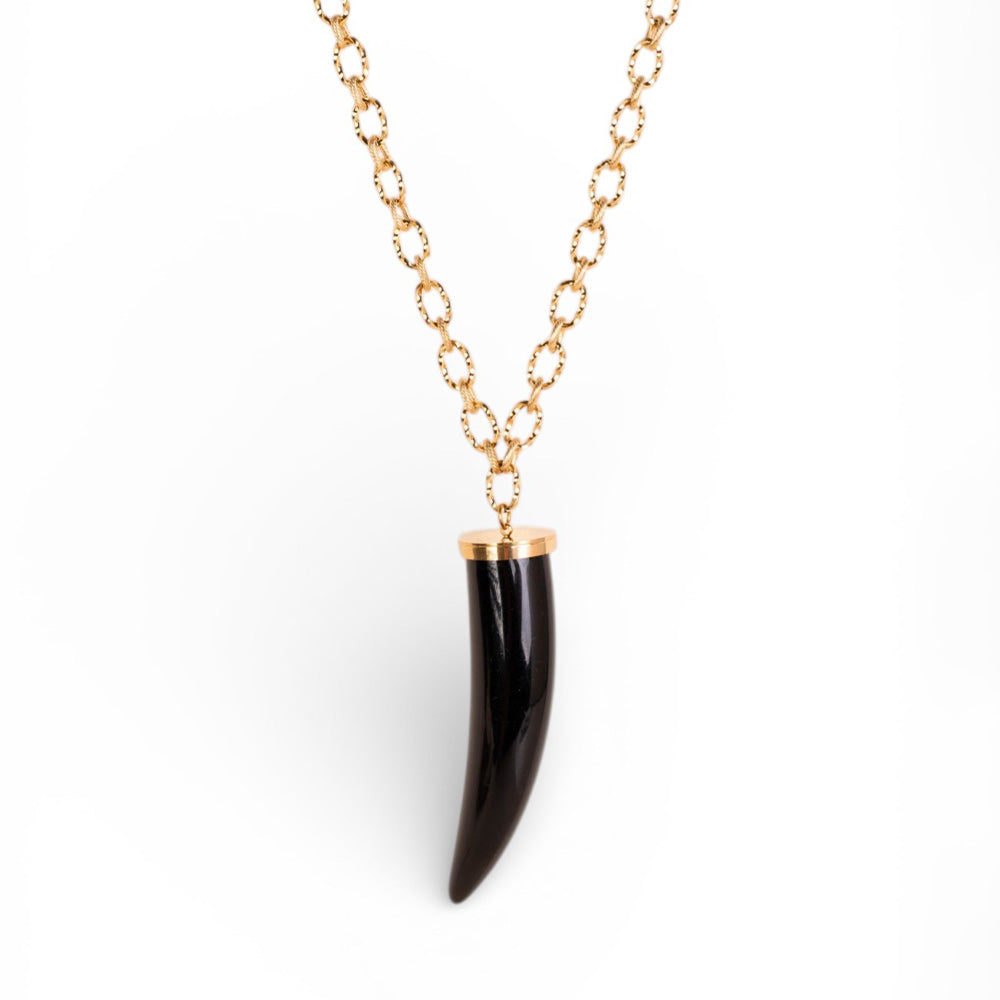 COLLANA LUNGA A CATENA CON CORNO GRANDE