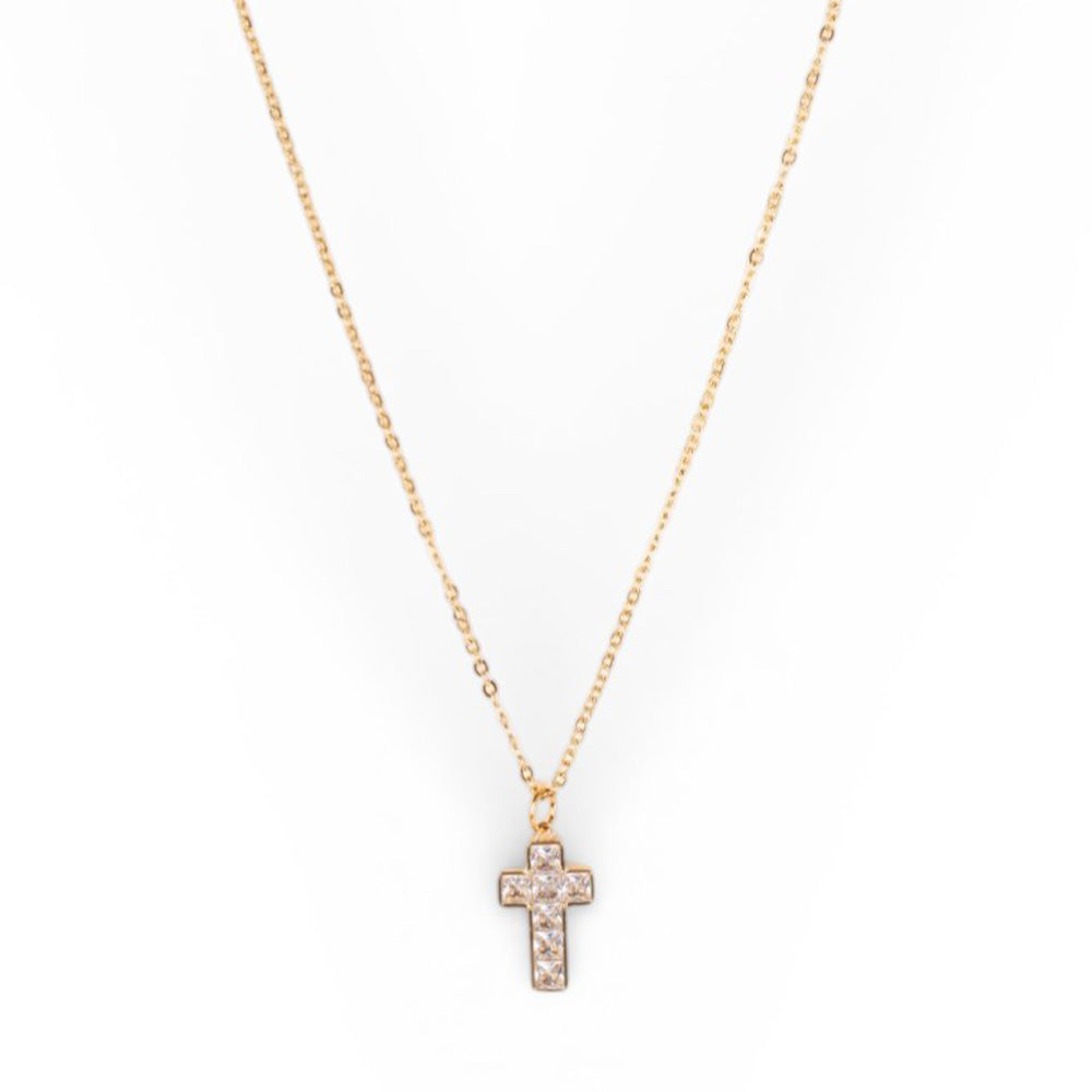 COLLANA A GIROCOLLO CON CROCE PENDENTE DI STRASS