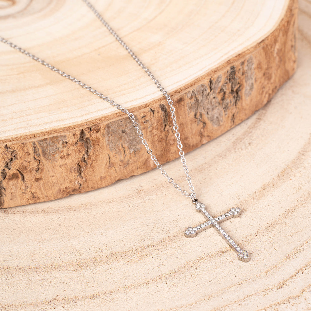 COLLANA A GIROCOLLO CON CROCE PENDENTE FINA