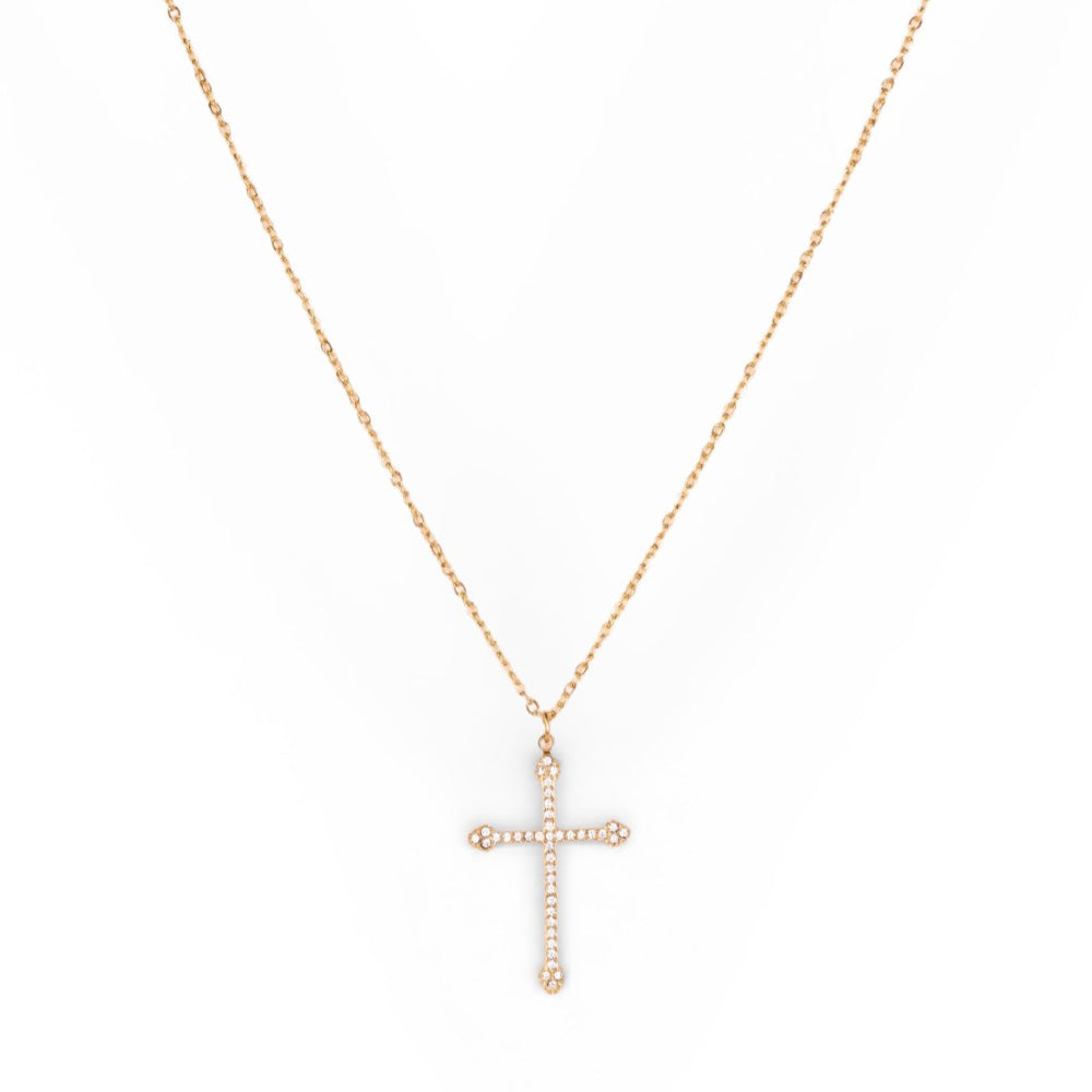 COLLANA A GIROCOLLO CON CROCE PENDENTE FINA