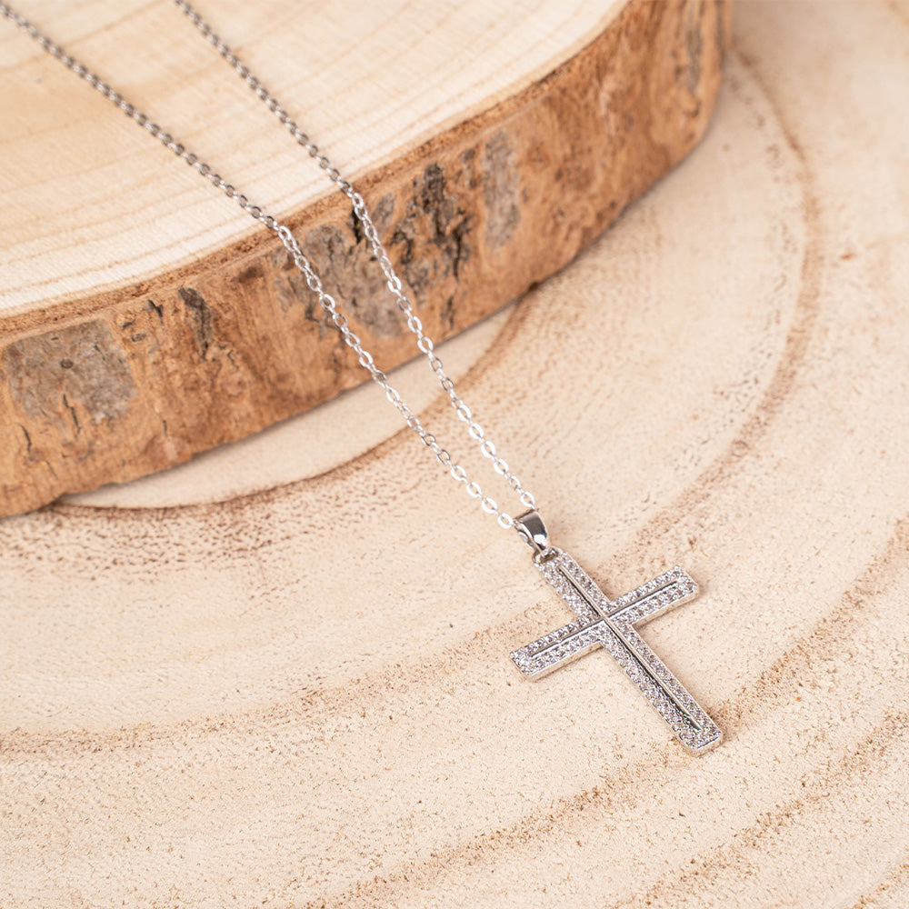 COLLANA A GIROCOLLO CON CROCE PENDENTE CON CORNICE DI STRASS