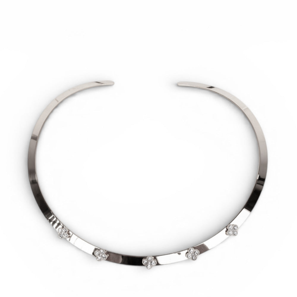 COLLANA RIGIDA CIRCOLARE CON FIORI DI STRASS