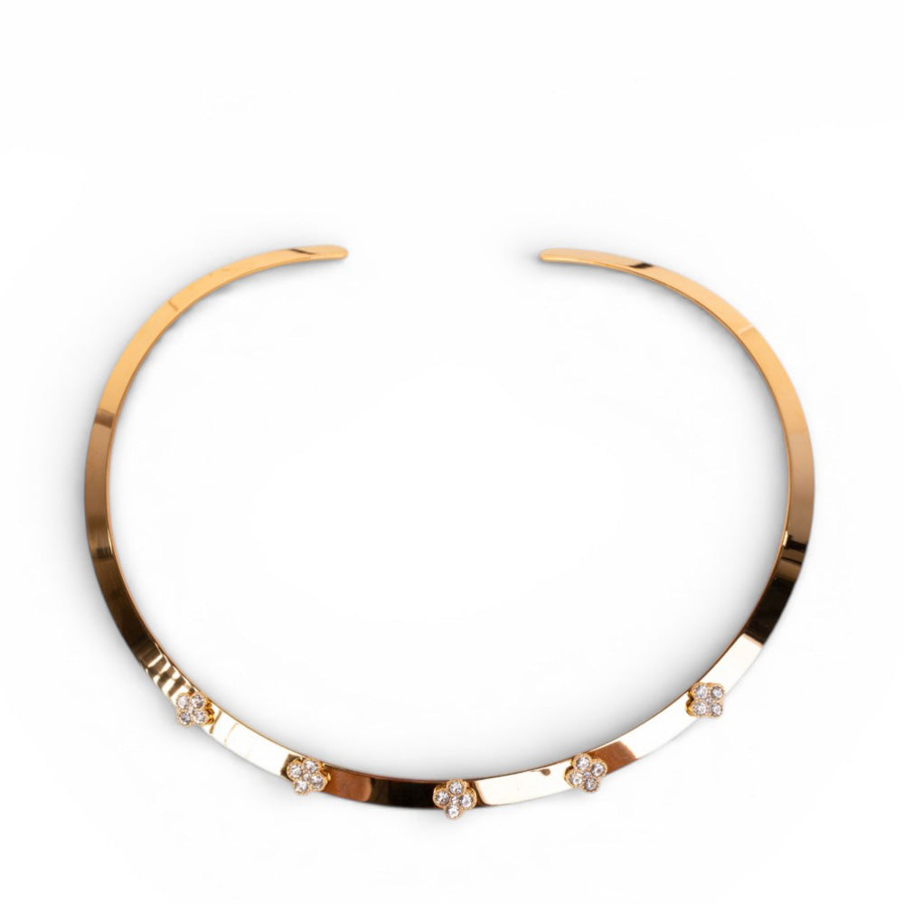 COLLANA RIGIDA CIRCOLARE CON FIORI DI STRASS