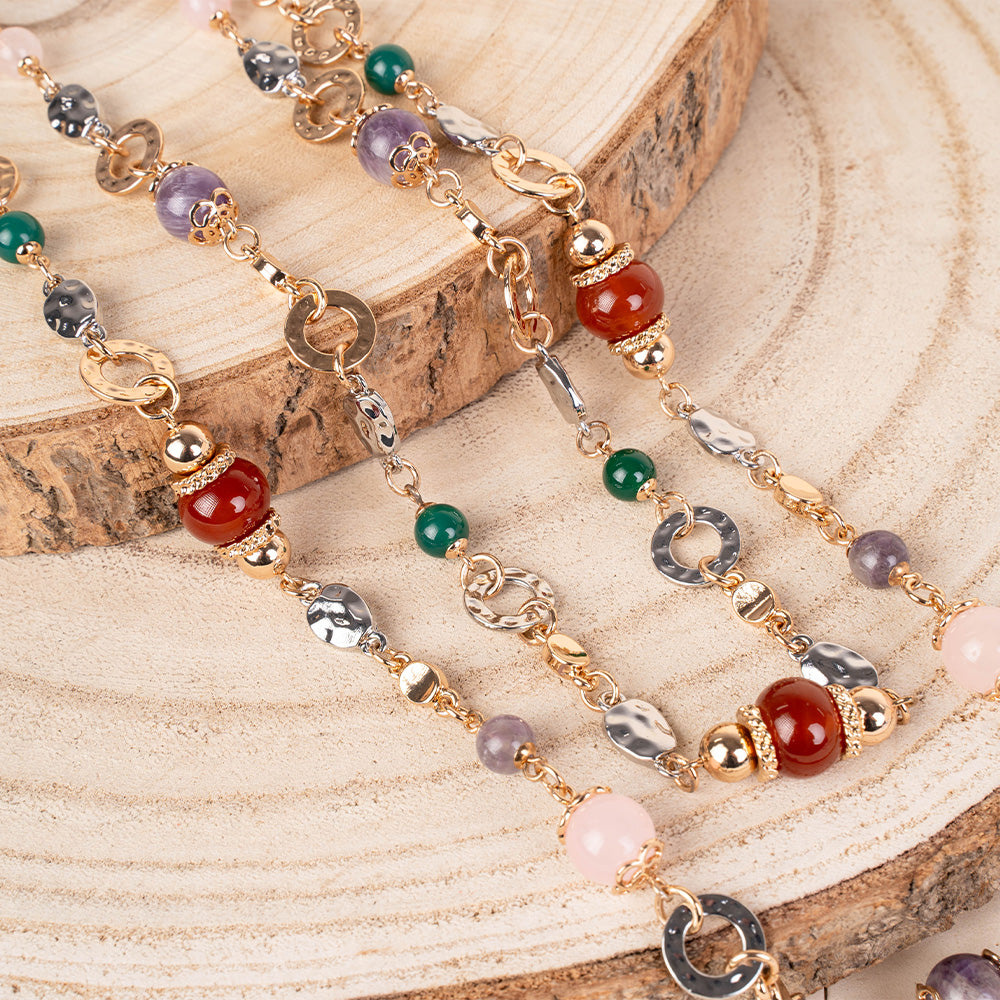 COLLANA LUNGA A DOPPIO FILO CON PIETRE