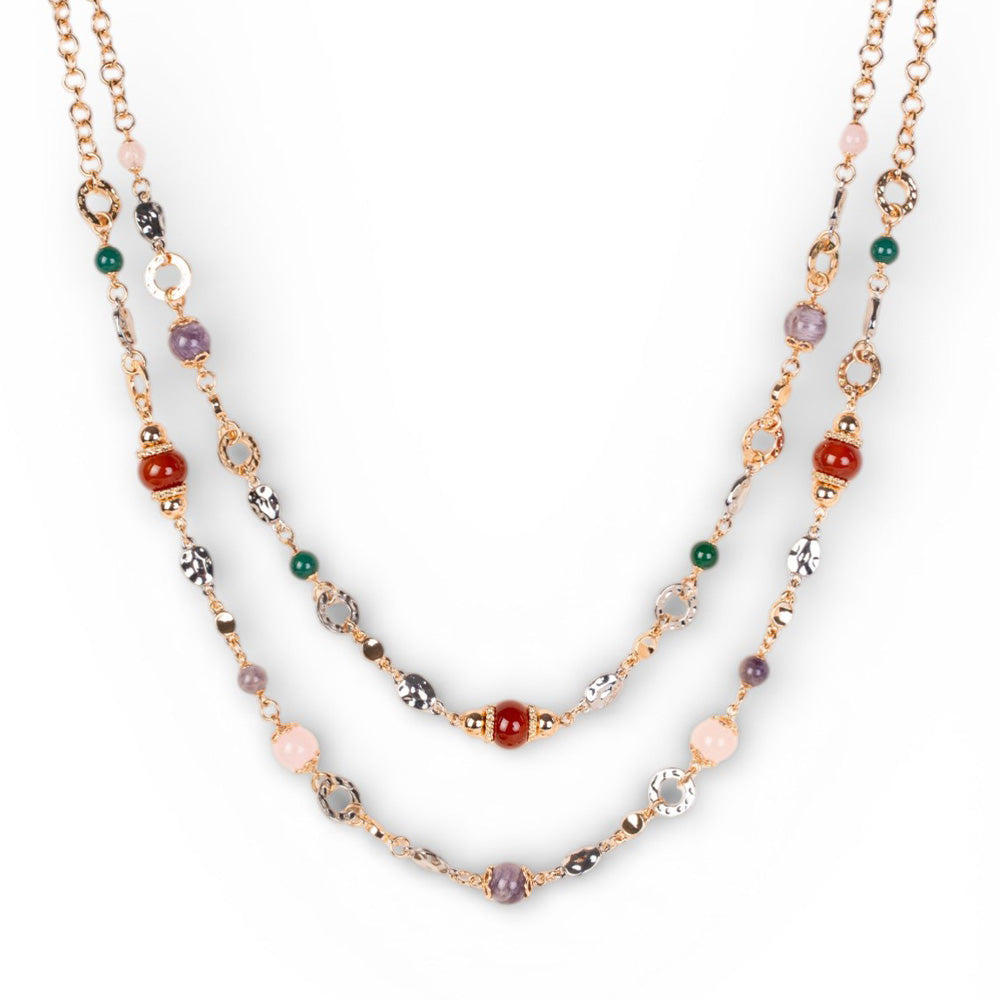 COLLANA LUNGA A DOPPIO FILO CON PIETRE