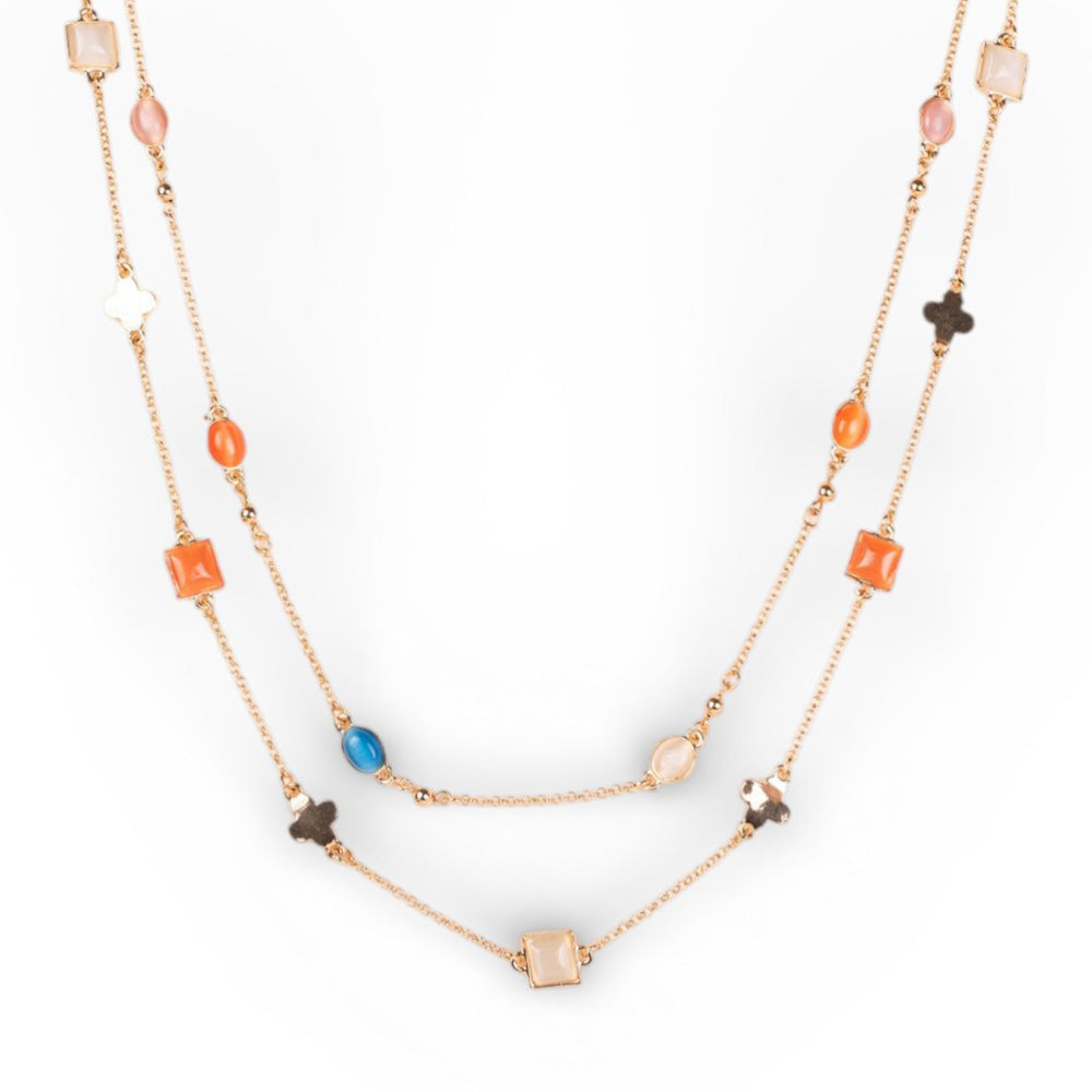 COLLANA LUNGA A DUE FILI CON PIETRE