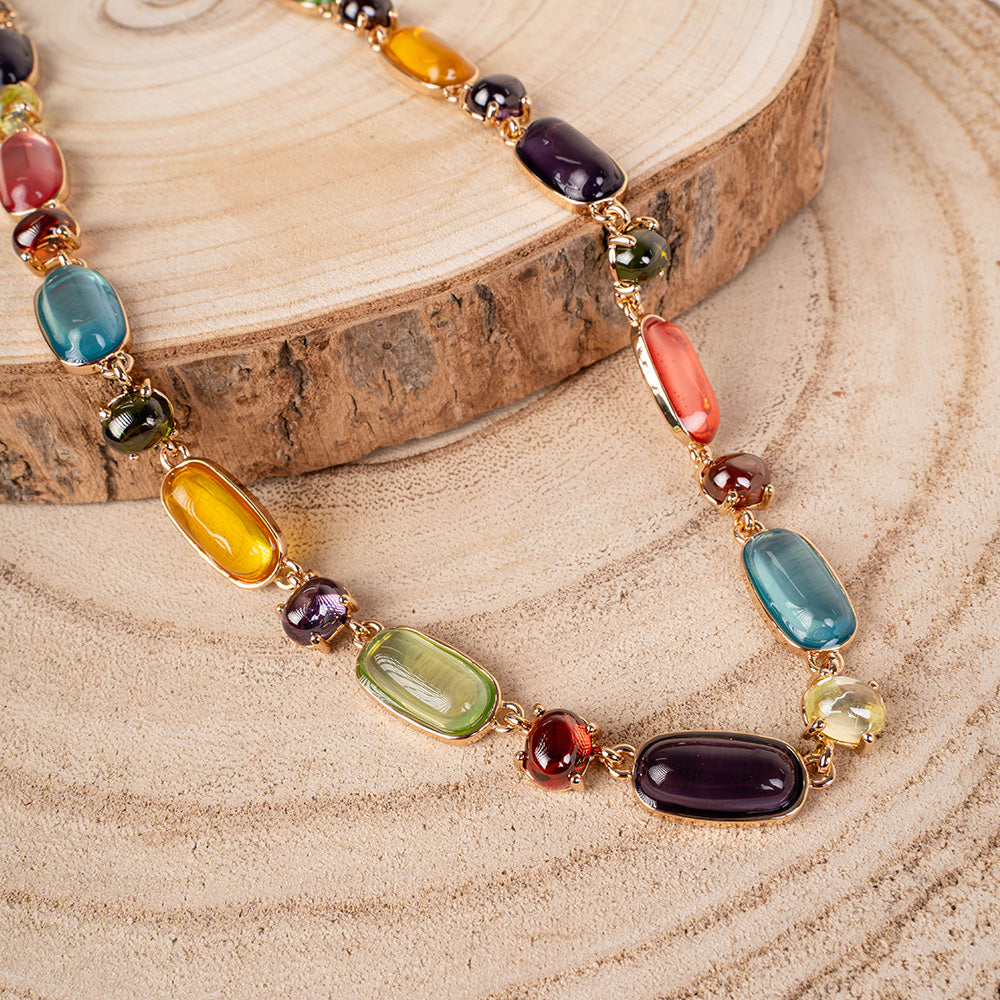 COLLANA A GIROCOLLO CON PIETRE ASIMMETRICHE COLORATE