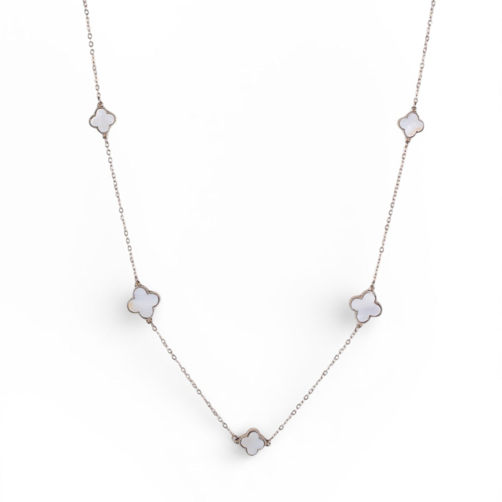 COLLANA LUNGA CON QUADRIFOGLI DI DIVERSA GRANDEZZA