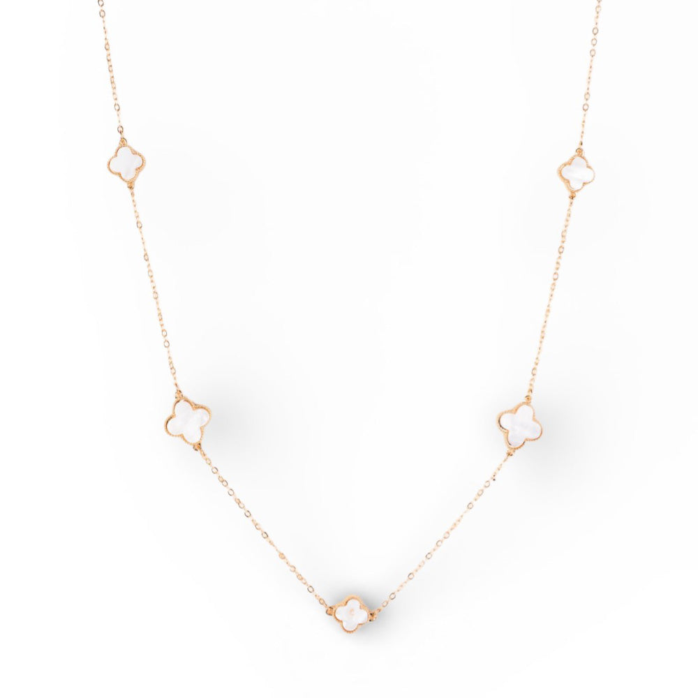 COLLANA LUNGA CON QUADRIFOGLI DI DIVERSA GRANDEZZA