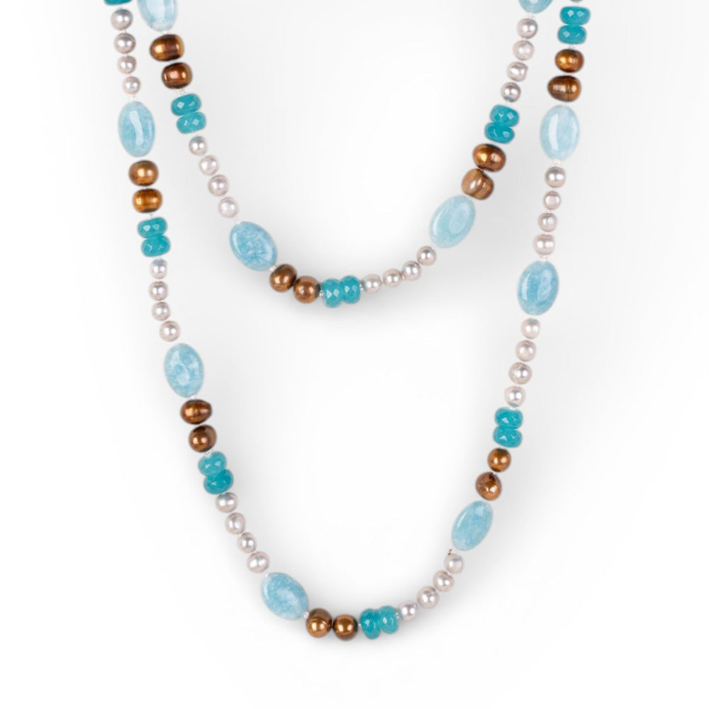 COLLANA LUNGA CON PERLE E PIETRE