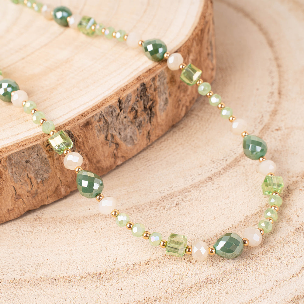 COLLANA GIROCOLLO CON PIETRE E CRISTALLI SFACCETTATI