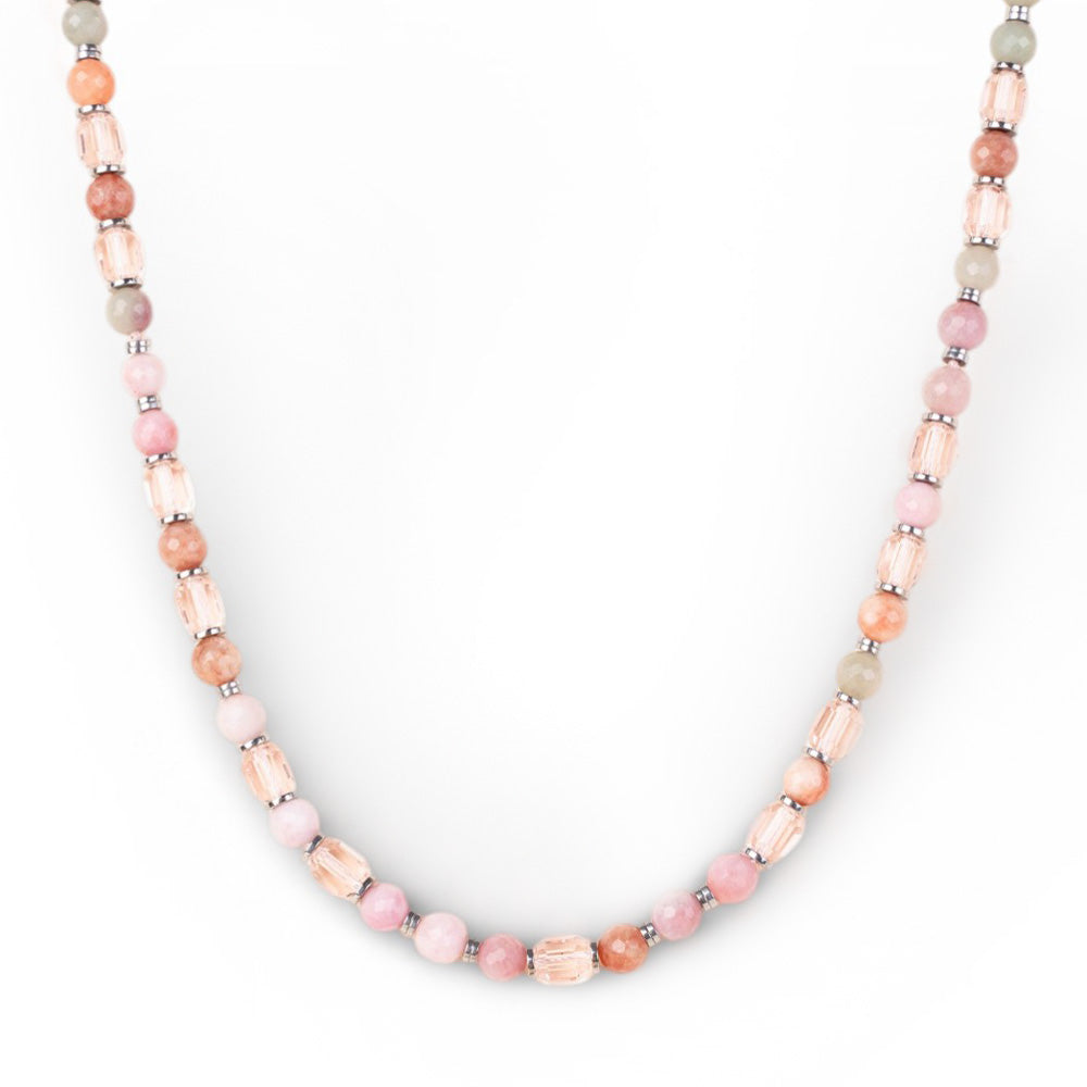 COLLANA GIROCOLLO CON PIETRE NATURALI E ELEMENTI SFACCETTATI