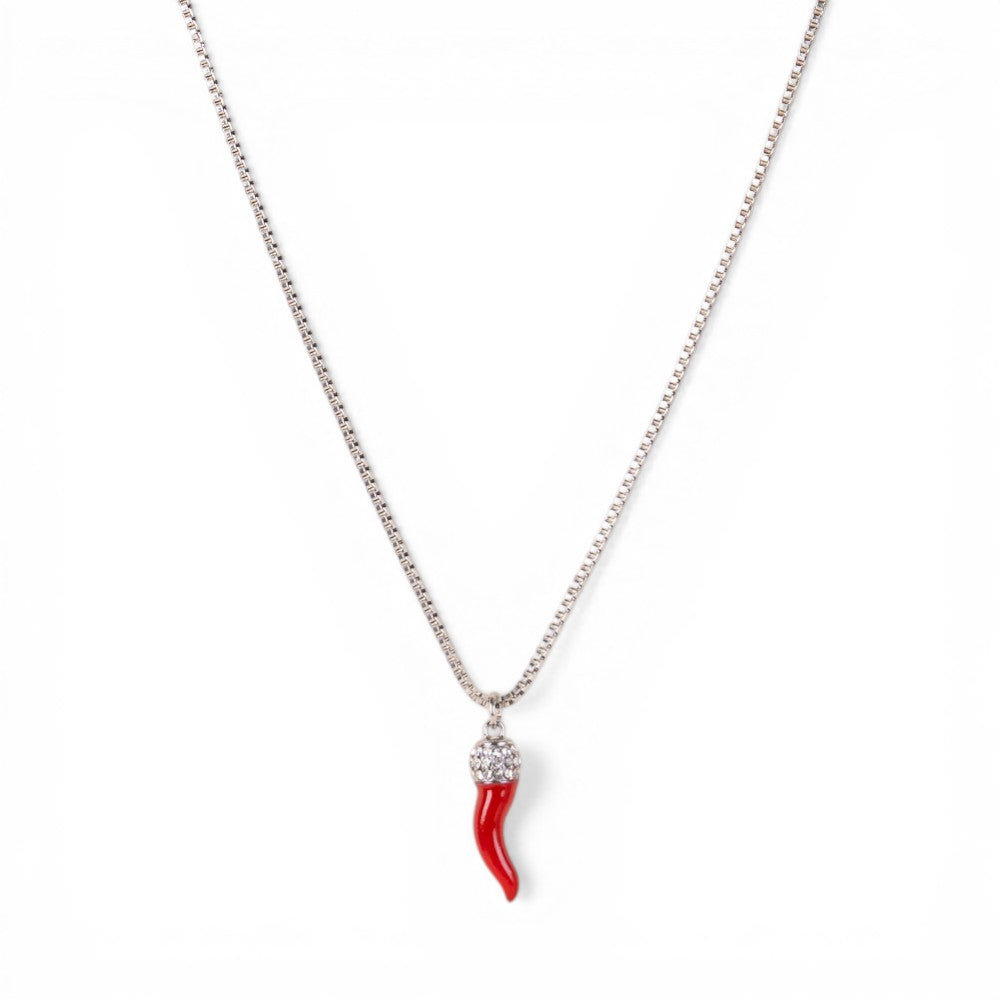 COLLANA GIROCOLLO CON CORNO PENDENTE COLORATO