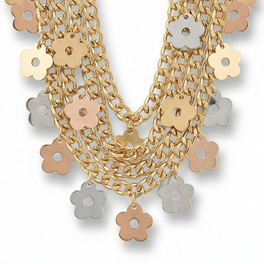 COLLANA MULTIFILO CON MARGHERITE PENDENTI