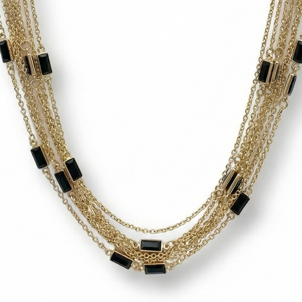 COLLANA LUNGA MULTIFILO CON PIETRE RETTANGOLARI