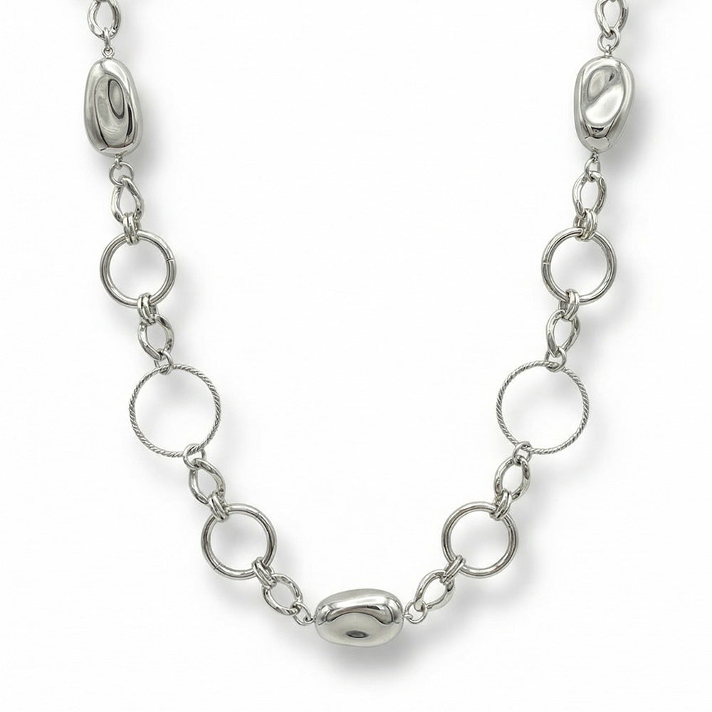 COLLANA LUNGA CON DISCHI E ELEMENTI ASIMMETRICI