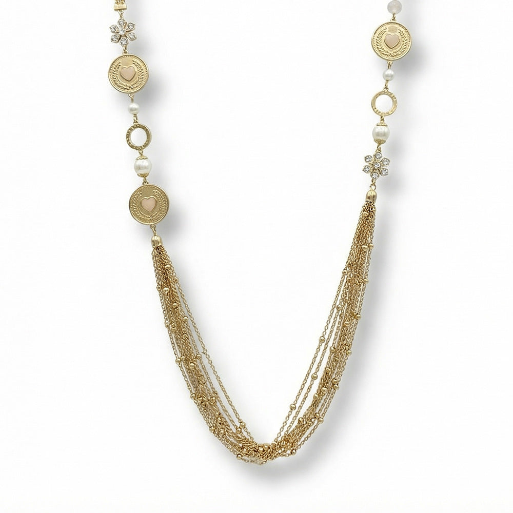 COLLANA LUNGA CON FIORI ALTRI ELEMENTI E COMPONENTE MULTIFILO