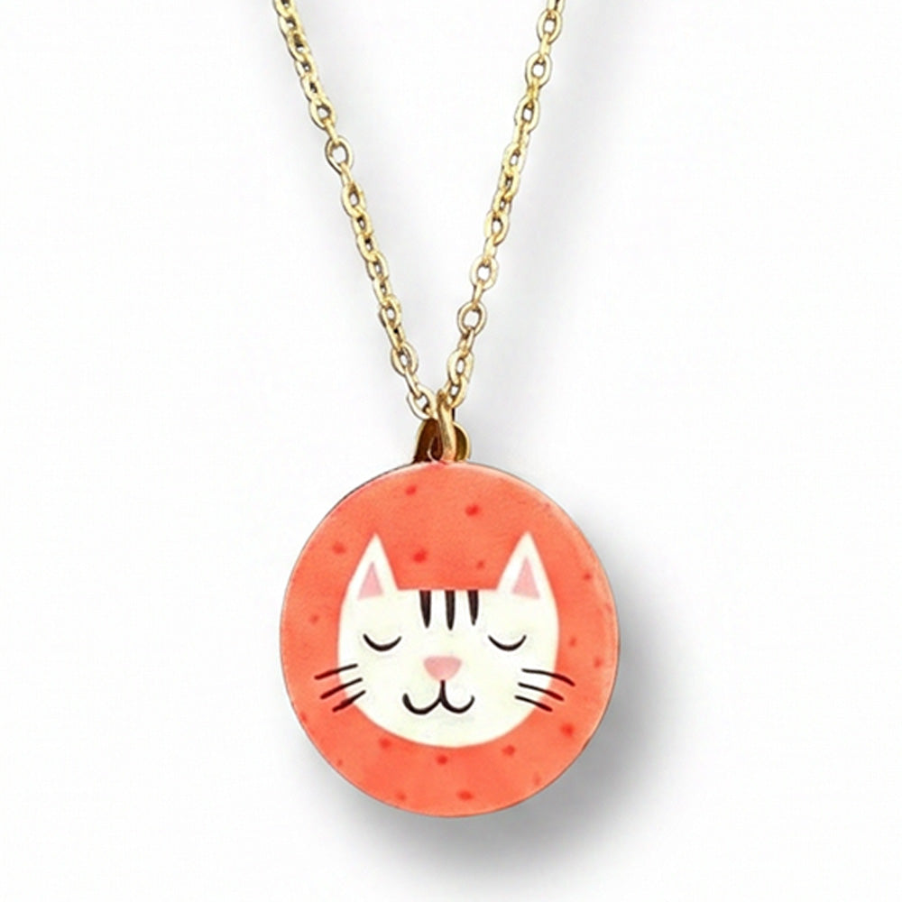 COLLANA CON PENDENTE CIRCOLARE CON GATTO