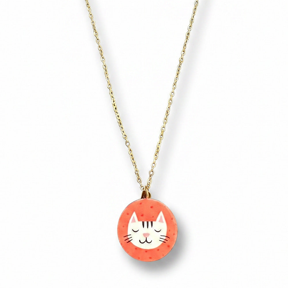 COLLANA CON PENDENTE CIRCOLARE CON GATTO