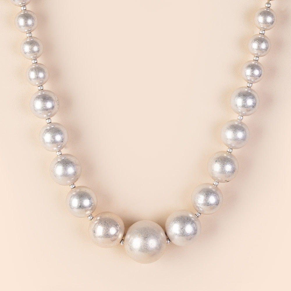 COLLANA GIROCOLLO CON SFERE METALLIZZATE CRESCENTI