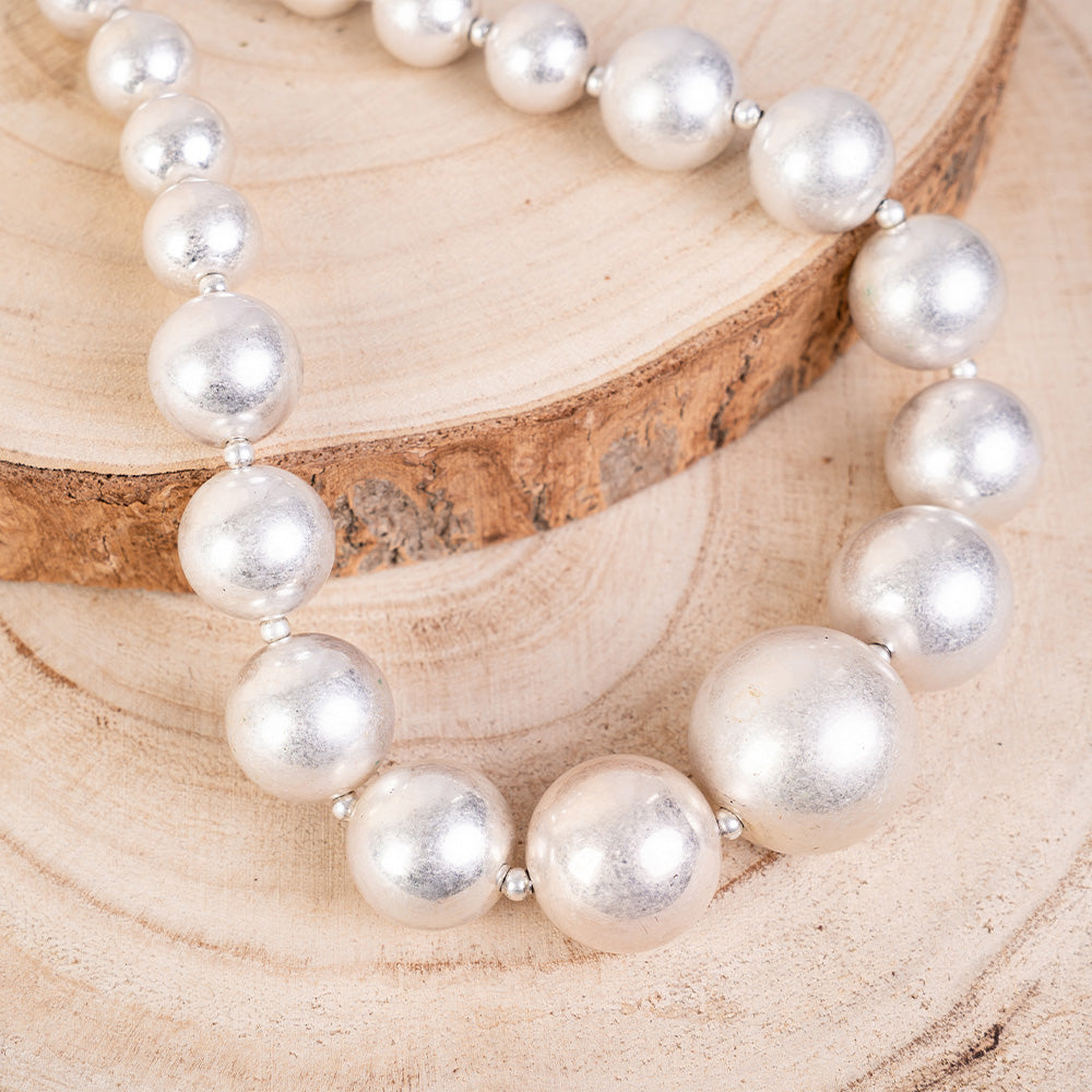 COLLANA GIROCOLLO CON SFERE METALLIZZATE CRESCENTI