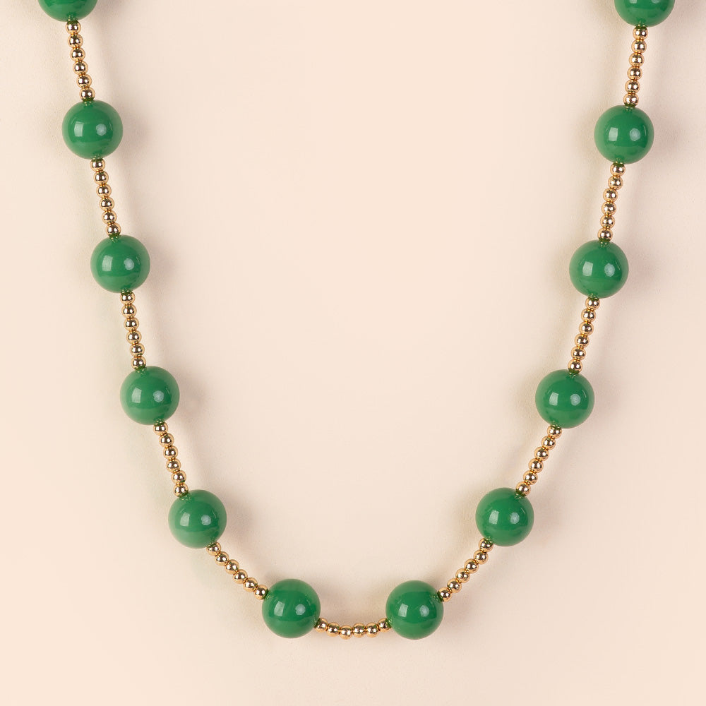 COLLANA LUNGA CON I SFERE COLORATE E PALLINE ORO