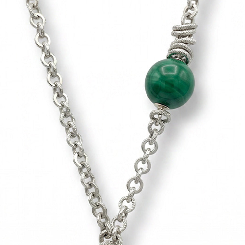 COLLANA CON SFERA E CORNO SQUADRATO PENDENTE