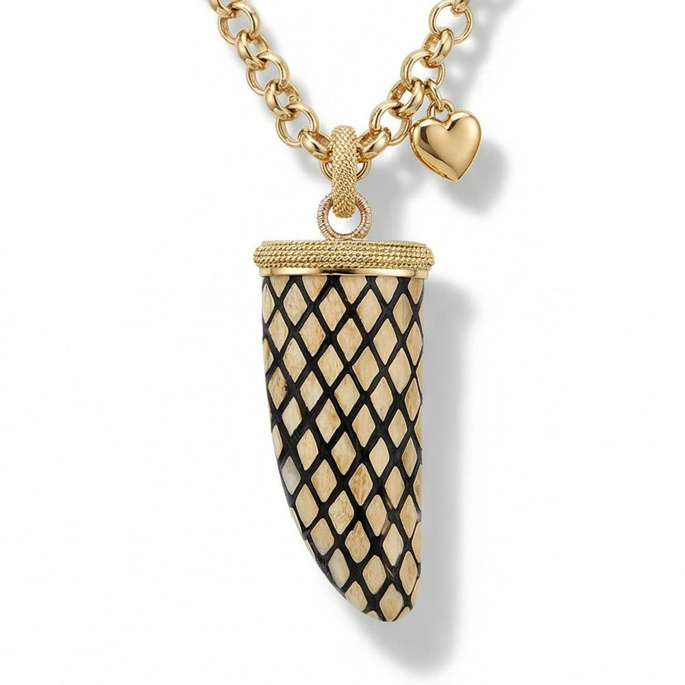 COLLANA LUNGA CON CORNO CON INCROCI DI LINEE