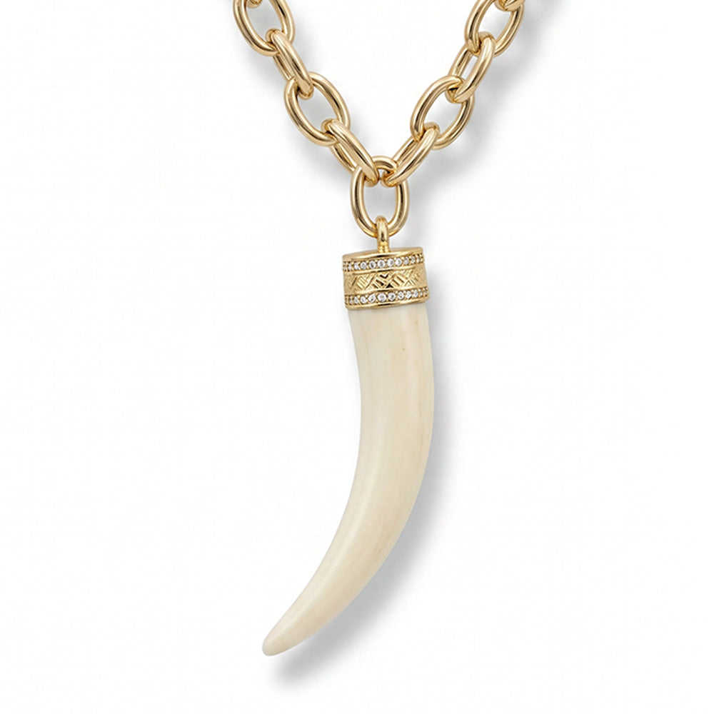 COLLANA CON CORNO GRANDE CHIARO