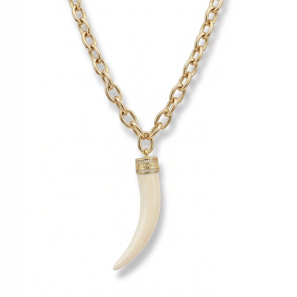 COLLANA CON CORNO GRANDE CHIARO