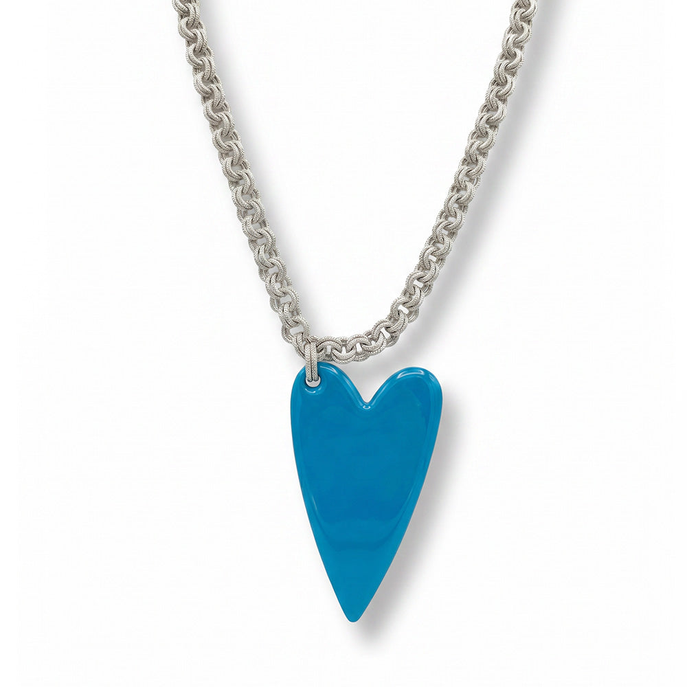 COLLANA LUNGA MAGLIE PUNTINATE E GRANDE CUORE COLORATO