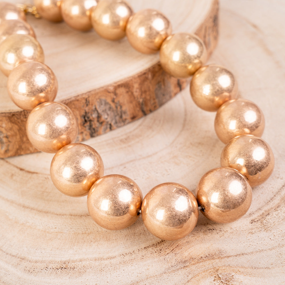 COLLANA GIROCOLLO CON SFERE METALLIZZATE