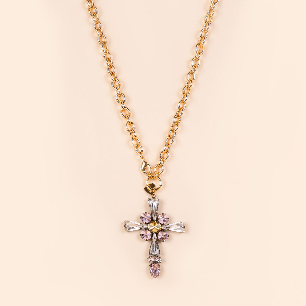 CHAIN ​​CHOKER NECKLACE WITH CROSS PENDANT