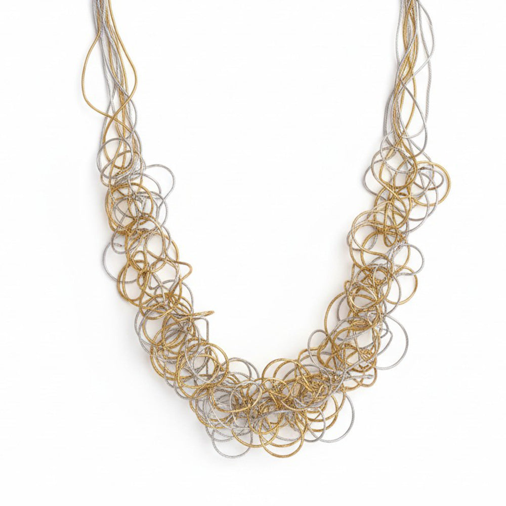 MULTI-STRAIN CHOKER NECKLACE WITH WAVY TEXTURE