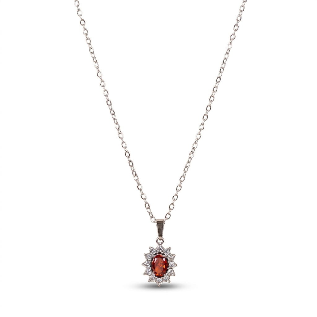 CHOKER NECKLACE WITH OVAL LIGHT POINT AND RHINESTONE