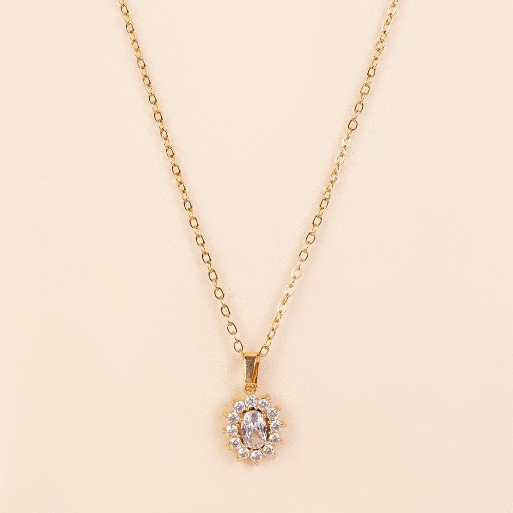 COLLANA GIROCOLLO PUNTO LUCE OVALE E STRASS