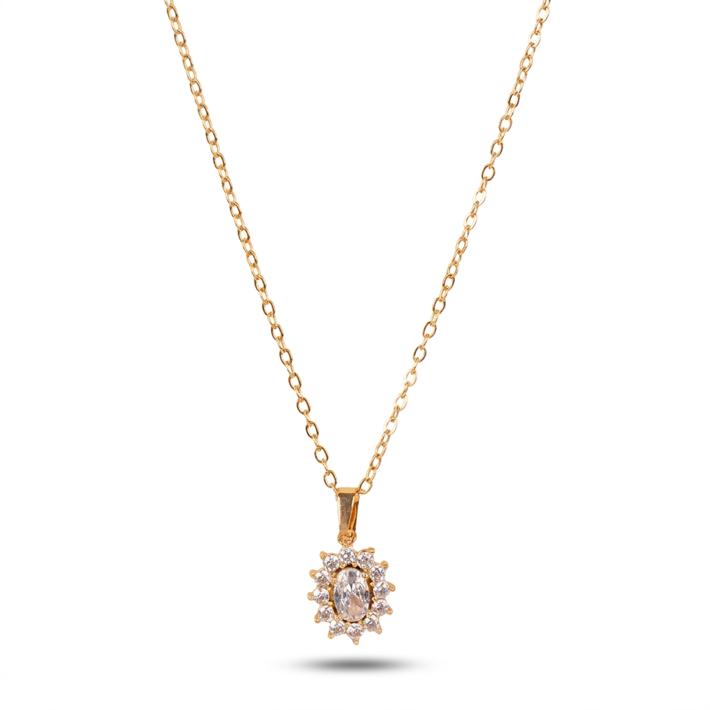COLLANA GIROCOLLO PUNTO LUCE OVALE E STRASS