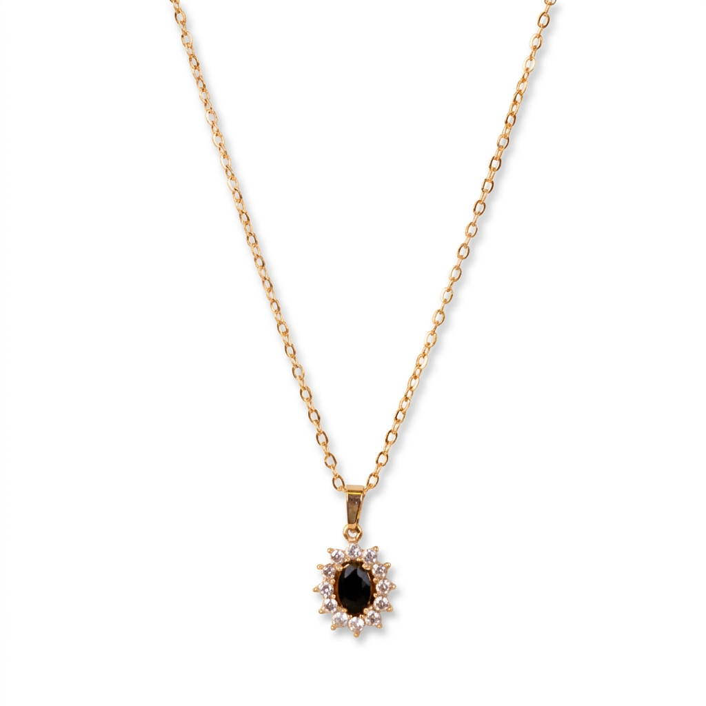 CHOKER NECKLACE WITH OVAL LIGHT POINT AND RHINESTONE