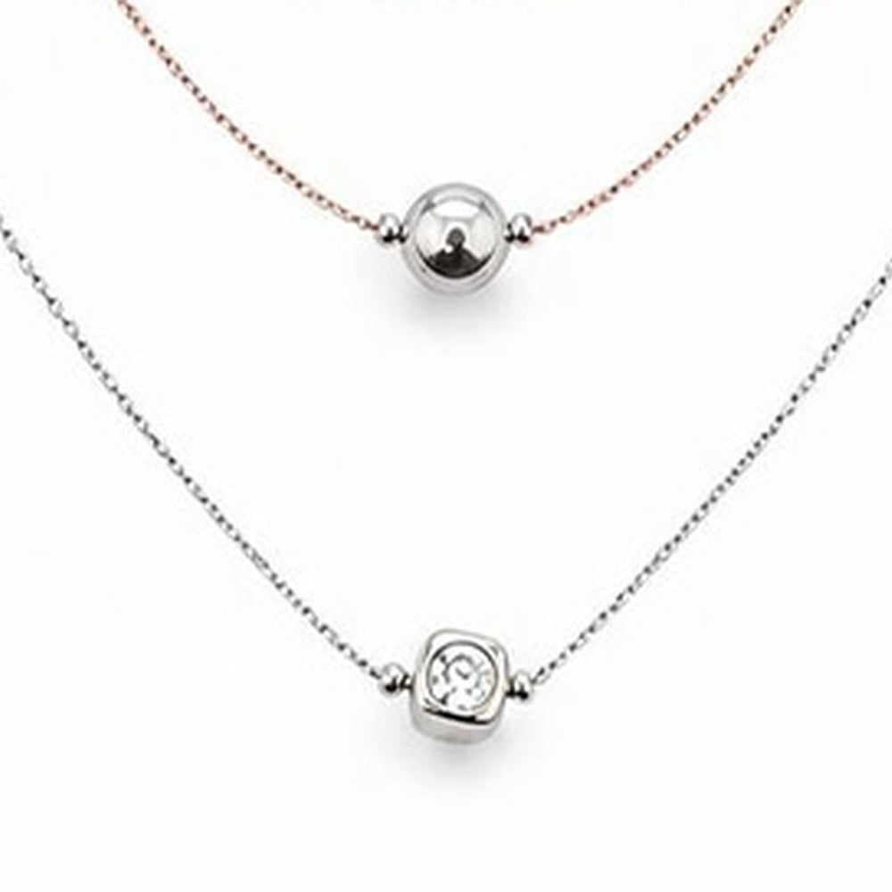 COLLANA CON DECORAZIONE A SFERA E QUADRATE CON PIETRE