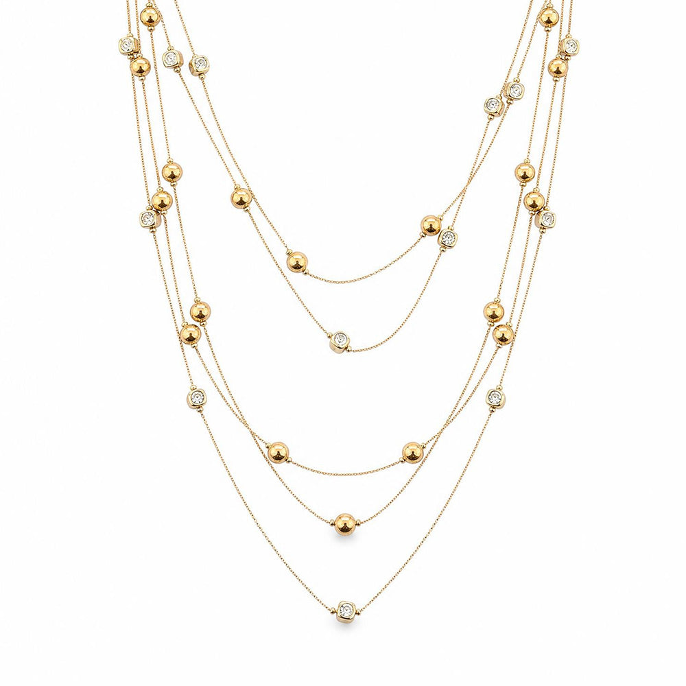 COLLANA CON DECORAZIONE A SFERA E QUADRATE CON PIETRE