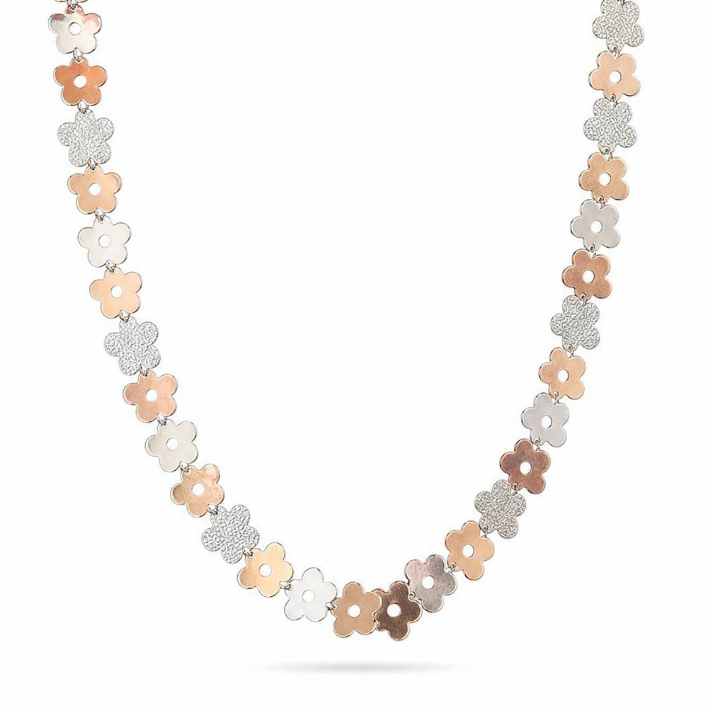 COLLANA GIROCOLLO CON FIORI MARGHERITE LISCE E LAVORATE
