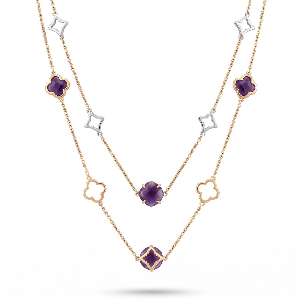 COLLANA CON DECORAZIONE A SFERA E QUADRATE CON PIETRE